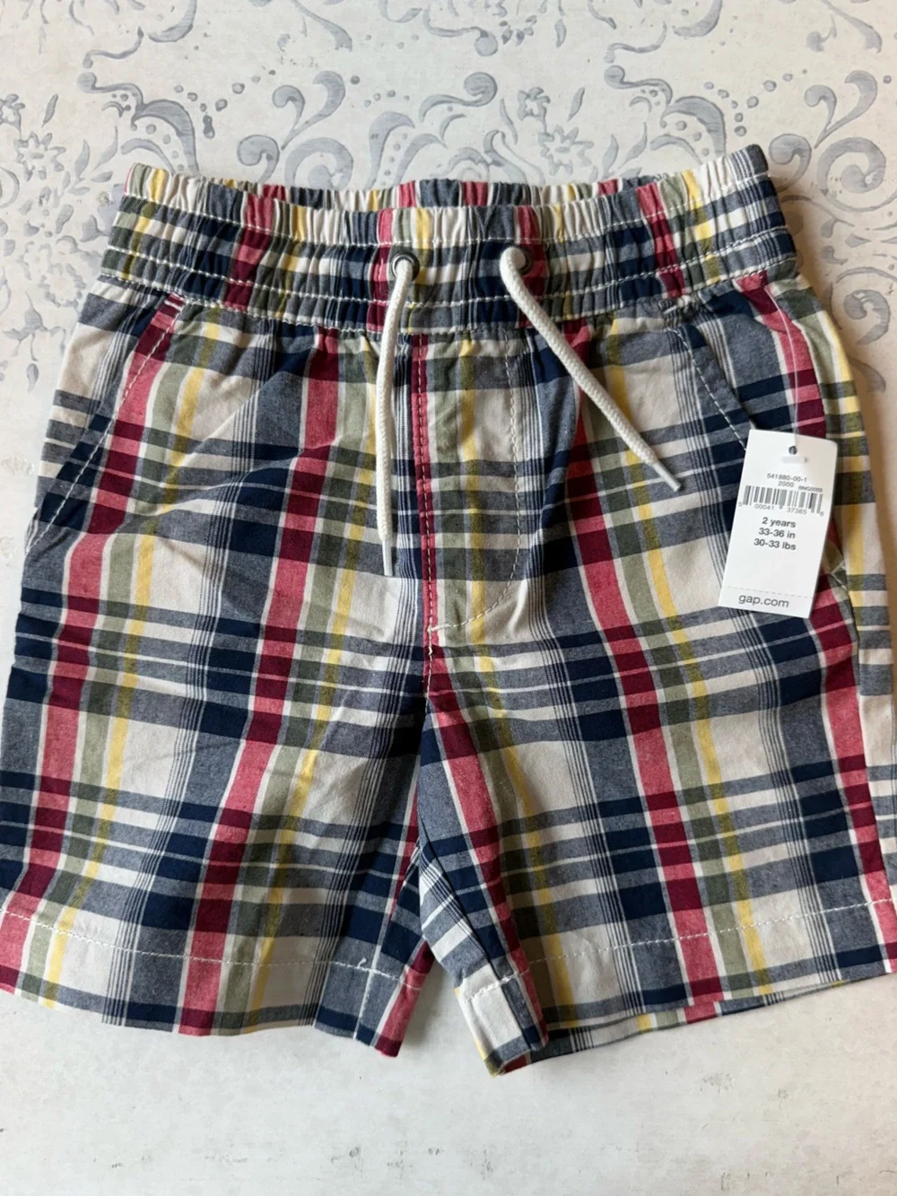 GAP Toddler Boy Plaid Drawstring Shorts NWT